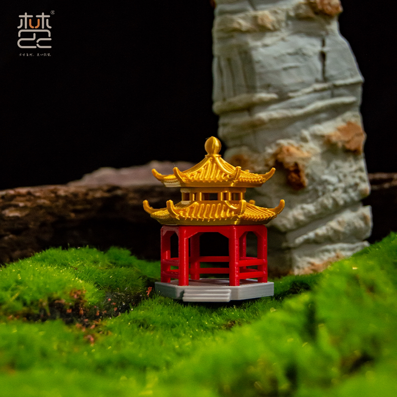 3D打印古建筑摆件微景观造景