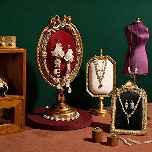 复古绒布首饰展示架项链耳环陈列道具珠宝饰品摆摊架谷美谷子摆台