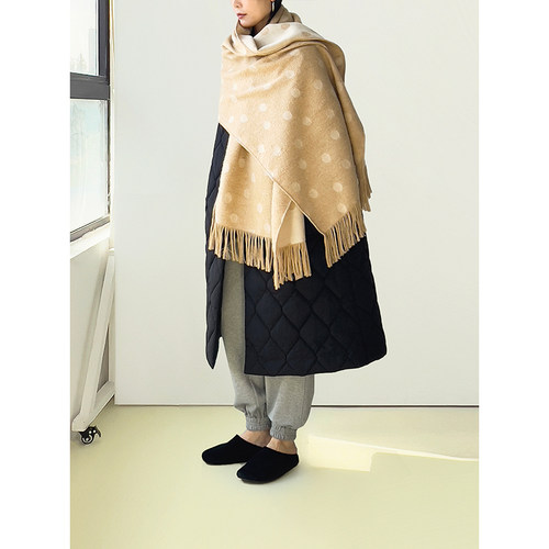 日韩系原单全棉双层双面格纹围巾