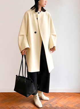 (2色）Plain Sight 羊毛混纺圆润廓形连袖中长大衣