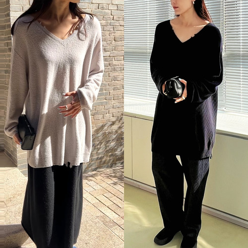 Plain Sight 意大利 L*P黄金羊毛V领长毛衣