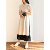 新春｜8折 深灰羊毛侧开叉长背心 奶白 Plain Sight