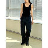 深蓝色全棉单宁萝卜牛仔裤 Sight 待补 Plain