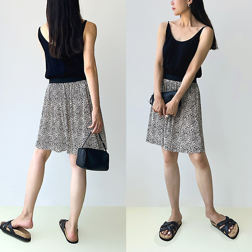 褶皱松紧腰豹纹短半裙PlainSight