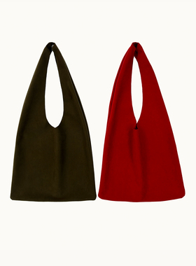 (2色) Plain Sight 红色、棕色人造麂皮单肩背包