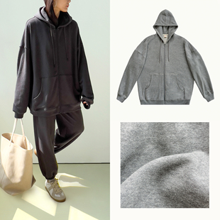 (2色)Plain Sight 烟灰、浅麻灰全棉连帽拉链卫衣