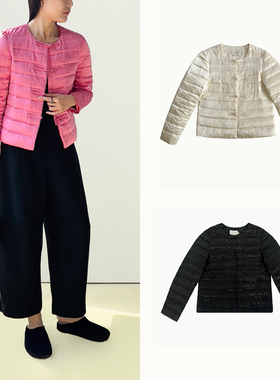 （3色） Plain Sight 黑色、糖果粉、珍珠白新中式薄羽绒棉袄外套