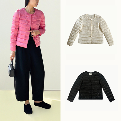 新春｜Plain Sight 黑色、糖果粉、珍珠白新中式薄羽绒棉袄外套