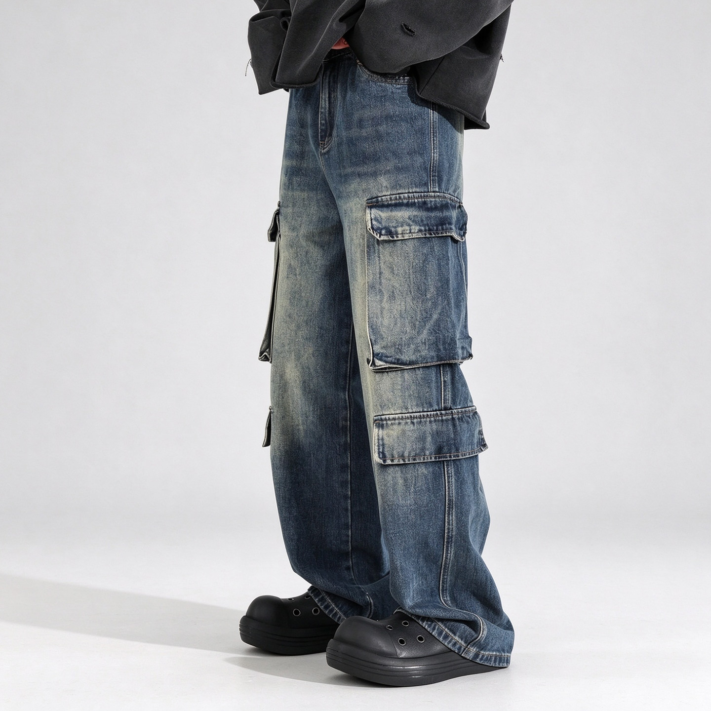 other口袋工装牛仔裤男牛仔裤