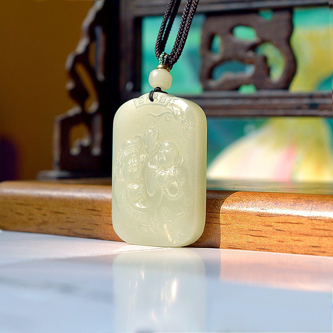 本命年新疆和田玉青海料人财两旺双面玉石吊坠男女款财富双收精美