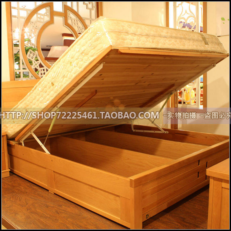卧室家具榉木床实木床1.5米婚床储物床高箱床双人床广州裕丰2801