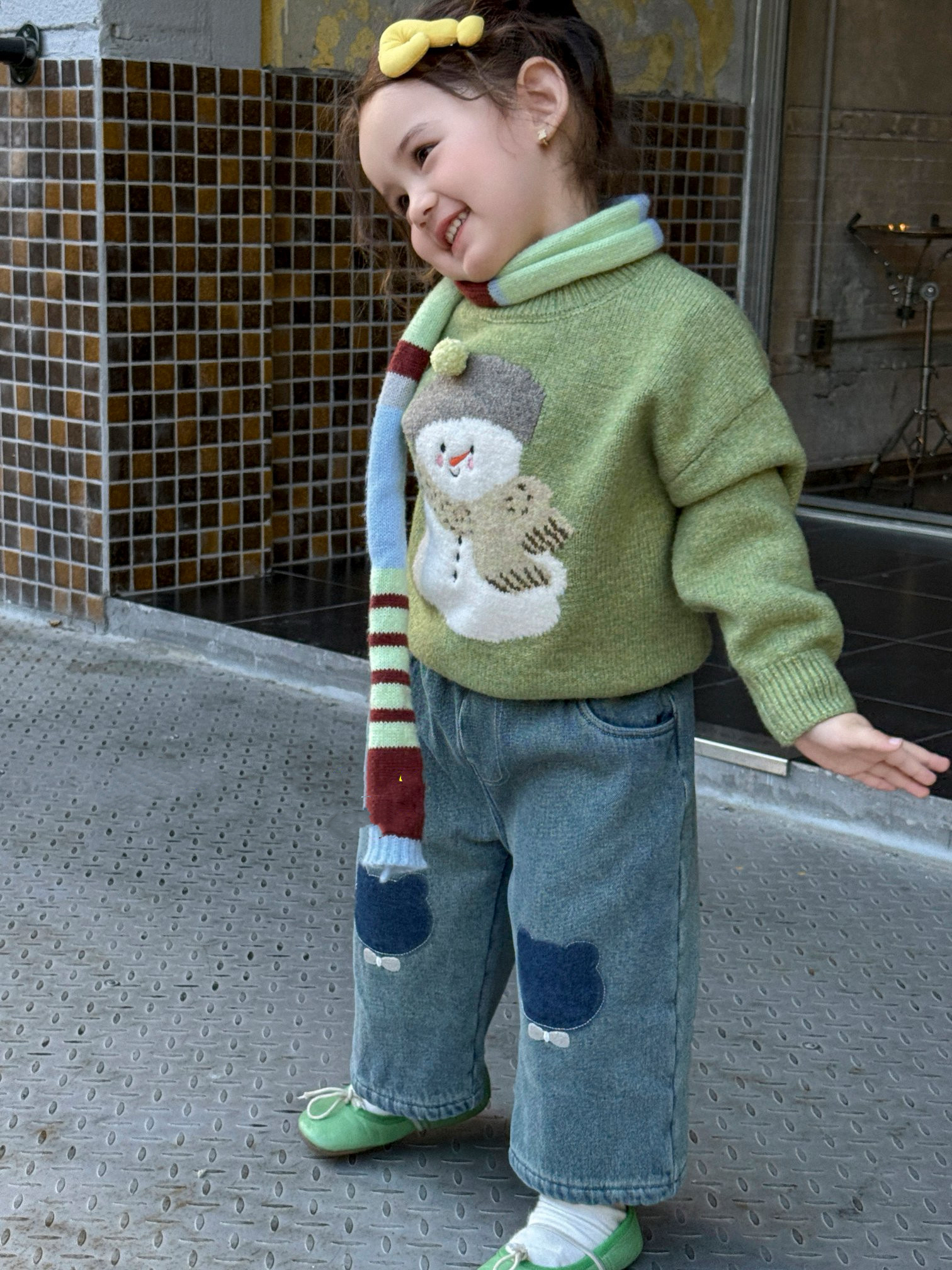 儿童雪人毛衣秋冬装2025男童女童毛线衣扛起球针织衫套头毛衣外套