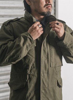 美式复古原版复刻M65野战风衣男秋冬猎装连帽中长款parka工装外套