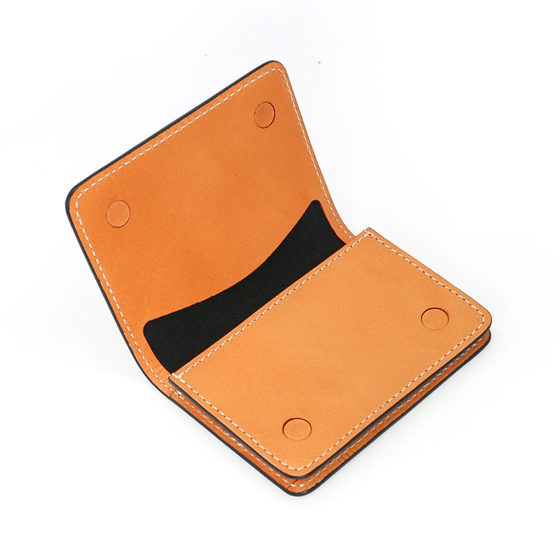 日韓風植鞣革撞色磁扣卡包
