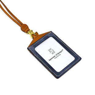 头层牛皮卡套女式 雾蜡撞色门禁卡包真皮证件套刻字定制工牌胸卡男