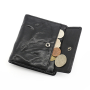 Japan and South Korea original design first layer cowhide small wallet leather wrinkled multi-card card holder retro coin bag wallet tide