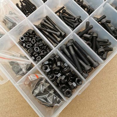 。1200pcs M3/M4/M5碳钢圆柱头内六角螺丝配螺母垫片套装