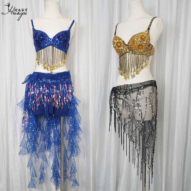 新款肚皮舞上衣手工珠绣亮片