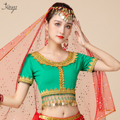 异域风情印度舞表演出服新疆民族天竺少女肚皮舞上衣沙漠敦煌服装