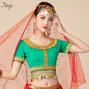 异域风情印度舞表演出服新疆民族天竺少女肚皮舞上衣沙漠敦煌服装