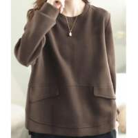 A new loose long-sleeved pocket design for women's autumn and winter sweatshirts, featuring a high-end, stylish, casual and warm look thumbnail 2