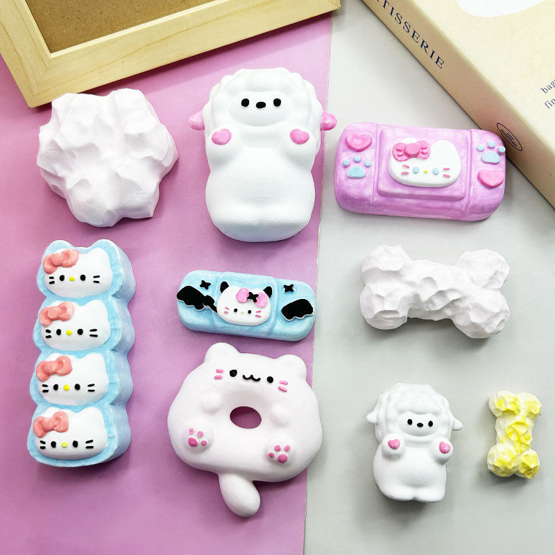 卡通模具捏捏乐硅胶模具猫爪奶贝kt创可贴游戏手柄奶油条小羊糖模