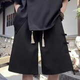 新中式风男士夏季新款高级感垂感宽松直筒阔腿休闲长DK9087P45，男装休闲裤，星座218-1（原230）