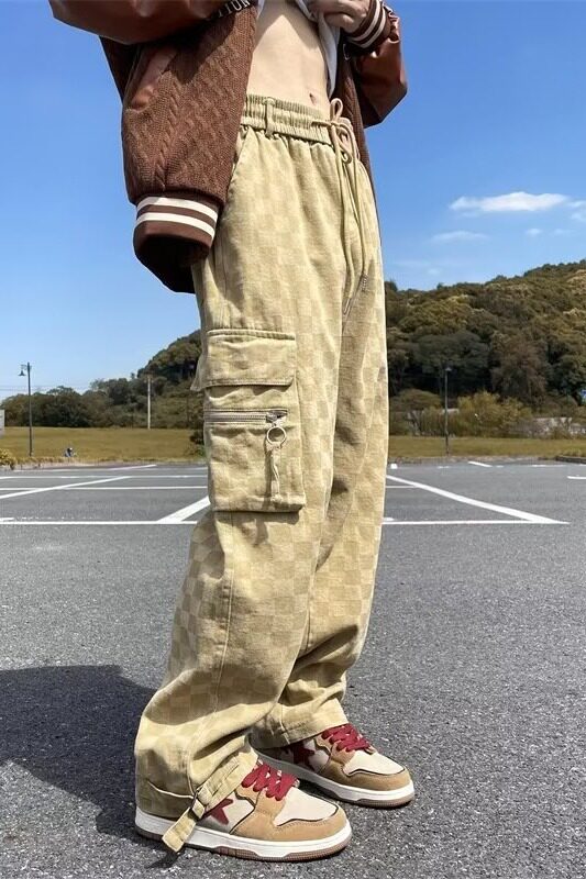 D117P50中高腰宽松型纯色长裤男夏季时尚潮牌潮休闲裤工装裤青春,男装休闲裤,星座218-1（原230）