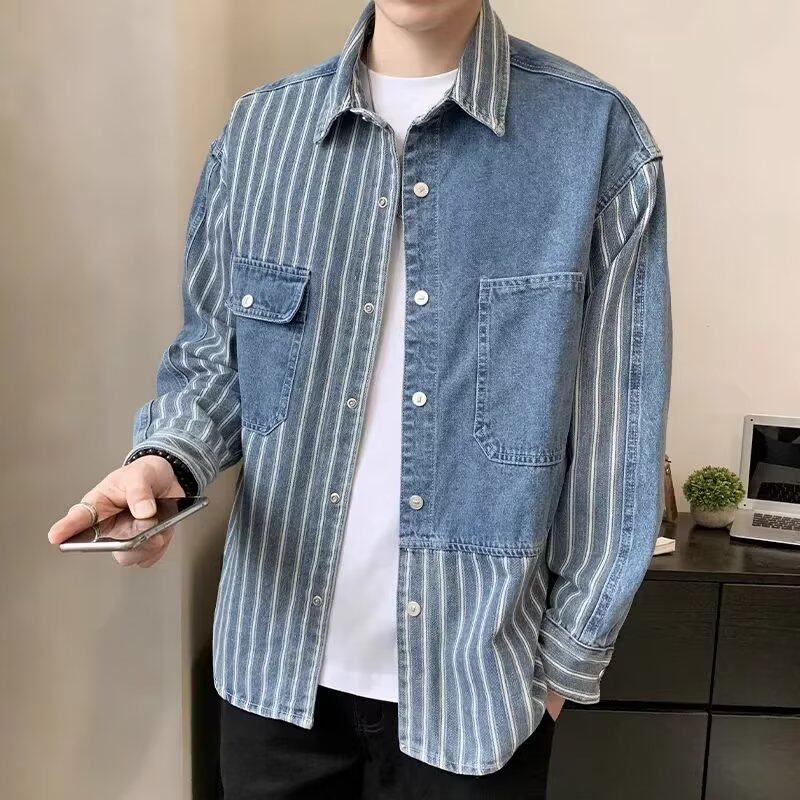 N30P70长袖方领文艺百搭青春流行时尚衬衫简约男夏季新款潮流标准图片