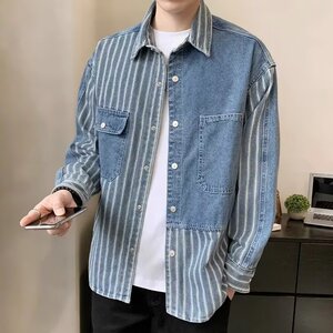 N30P70长袖方领文艺百搭青春流行时尚衬衫简约男夏季新款潮流标准图片