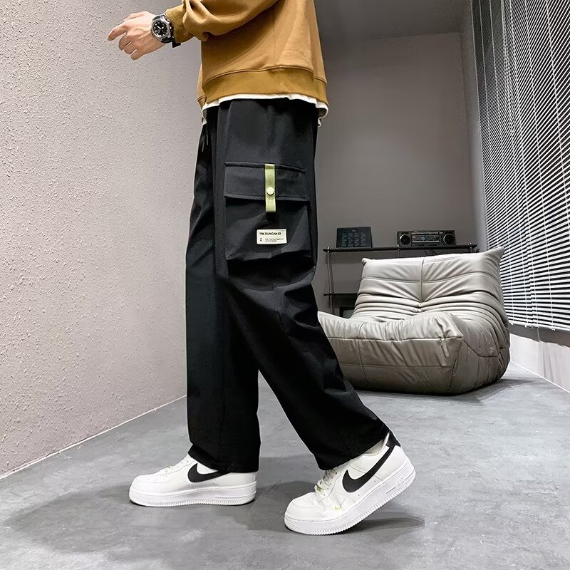 K2896P40工装裤男秋冬款黑色休闲裤男士2024新款美式宽松直筒长裤,男装休闲裤,星座218-1（原230）