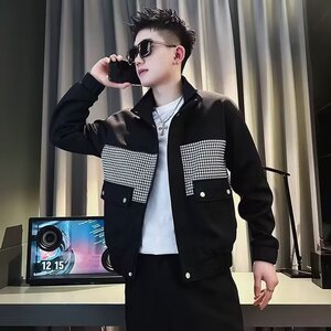 J8927P75设计感拼接外套男春秋季潮牌痞帅男装立领夹克2024新款休图片