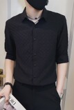 719P35高级感冰丝短袖衬衫男潮流修身半袖衬衣夏季潮牌痞帅休闲，男装衬衫，星座218-1（原230）