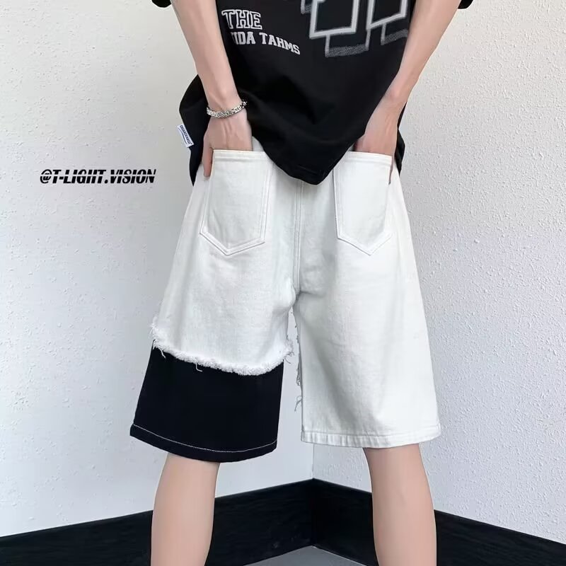 2024设计感短裤男潮牌日系5分休闲裤美式复五分裤子男生新D43P45,男装牛仔裤,星座218-1（原230）