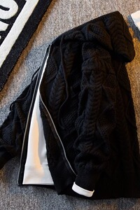 1987P75潮男开衫宽松型毛衣长袖新款时尚都市冬季流行休闲带帽针图片