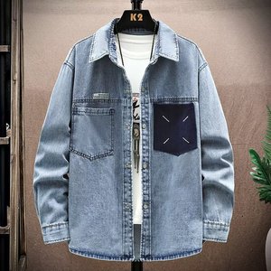 W11P65春秋季牛仔外套男潮流2024新款青少年高中初中学生帅气衬衫图片