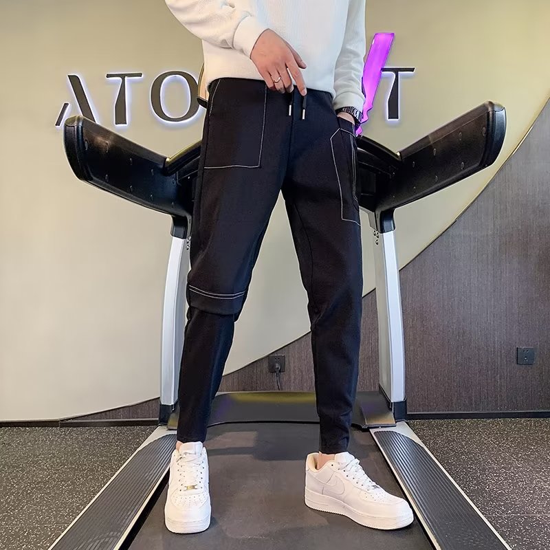 K198P40男裤2024新款修身休闲长裤春秋季潮流百搭束脚工装裤痞,男装休闲裤,星座218-1（原230）