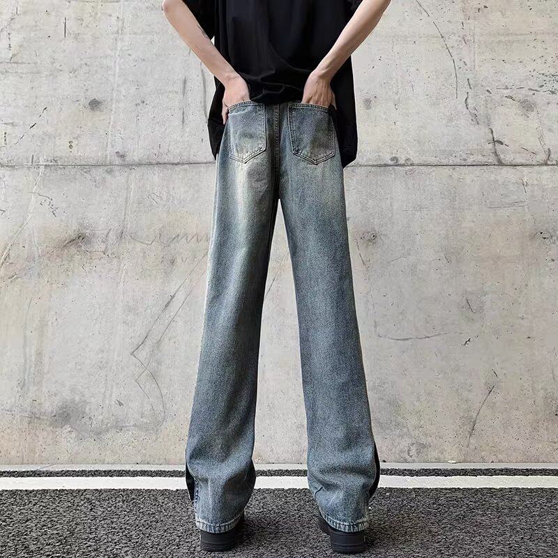 K8528P55美式高街vibe复古水洗潮牌男生休闲裤脚排扣开叉长裤子,男装牛仔裤,星座218-1（原230）