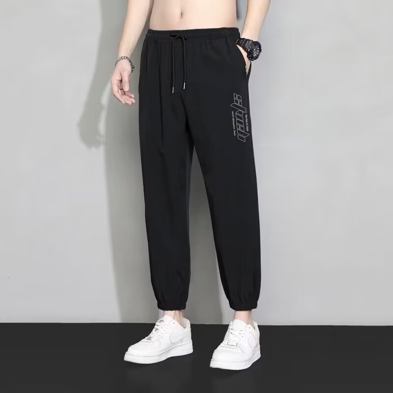 S329P18跑量款冰丝裤子男士夏季薄款宽松束脚速干九分运闲长裤子,男装休闲裤,星座218-1（原230）