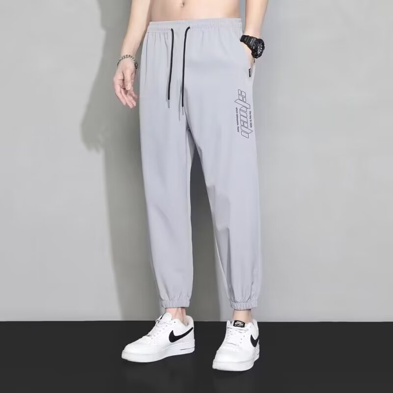 S329P18跑量款冰丝裤子男士夏季薄款宽松束脚速干九分运闲长裤子,男装休闲裤,星座218-1（原230）