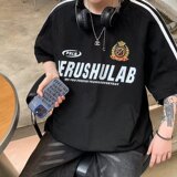 少年感条纹短袖t恤男生夏季薄款字母印花学生潮牌宽松半截袖衣服，男装T恤，星座218-1（原230）