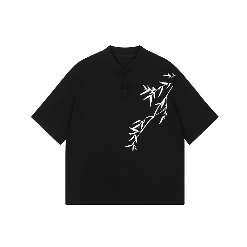 新中式风竹子重磅短袖t恤男潮牌白色宽松大码体恤夏季CT331P40,男装T恤,星座218-1（原230）