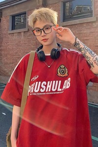 少年感条纹短袖t恤男生夏季薄款字母印花学生潮牌宽松半截袖衣服图片