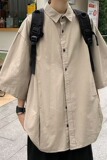 港风五分袖衬衫男夏季休闲痞帅工装衬衣短袖潮牌男生半袖C247P45，男装衬衫，星座218-1（原230）