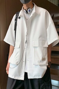 日常日系青春流行简约潮流标准衬衫男春季新款文艺五气质T308P45图片