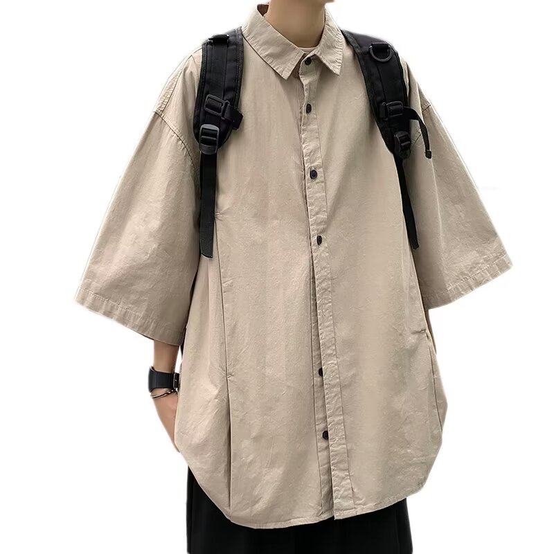 港风五分袖衬衫男夏季休闲痞帅工装衬衣短袖潮牌男生半袖C247P45,男装衬衫,星座218-1（原230）