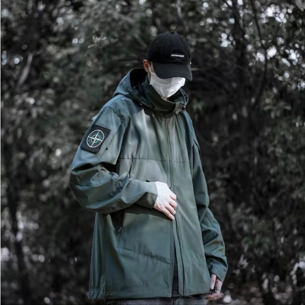 J89P70简约春秋男慵懒夹克新款青春流行长袖原宿标准外穿印花拉链图片