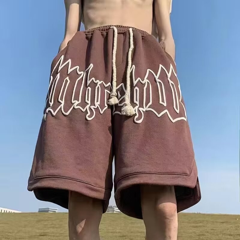 2024夏季新款夏华夫格刺绣大码男运动篮球裤潮流休闲潮流DK133P30,男装休闲套装,星座218-1（原230）