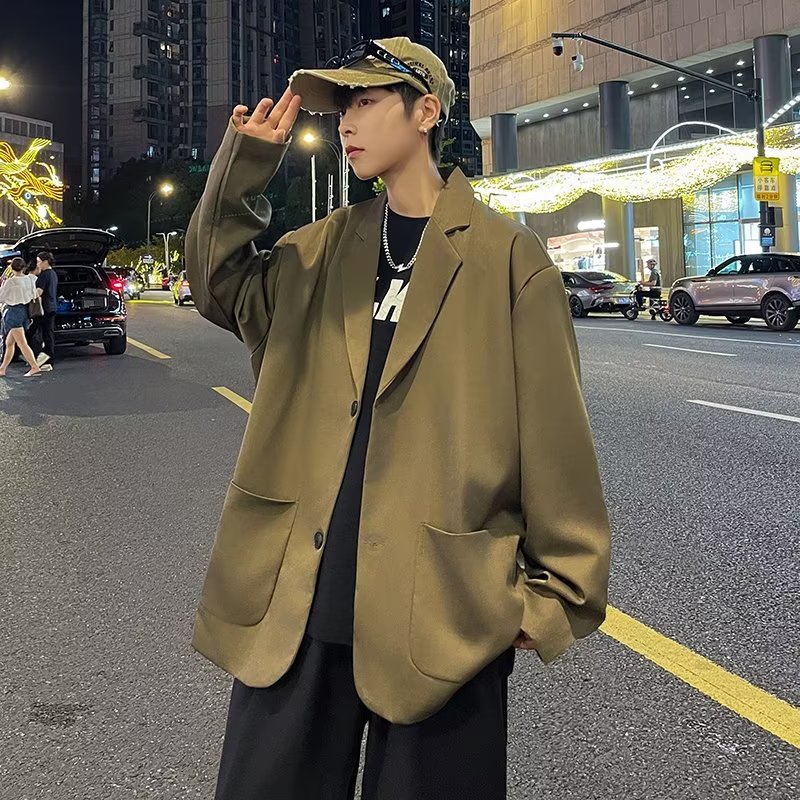 X01P65西装外套男生痞帅潮流宽松设计感小众春季新款小西服ins个图片