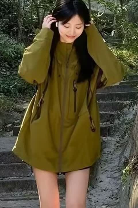 WT50P90山系户外日系宽松风衣女2024新款潮流简约连帽防晒衣,女装风衣,星座218-1（原230）